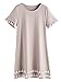 Romwe Women's Short Sleeve Summer Loose Tunic Casual Tassel Dress Apricot M