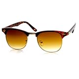 zeroUV - Retro Classic Metal Half Frame Horn Rimmed Sunglasses