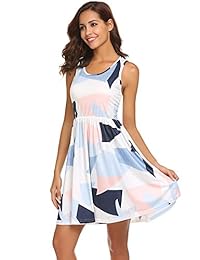 Vestido de verano para mujer, informal, sin mangas, floral, mini vestido