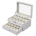 SONGMICS 20 Watch Box Lockable Organizer Display Case with Glass Top White