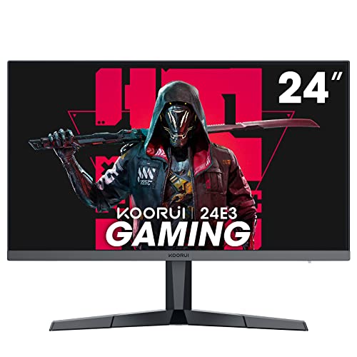 KOORUI 24 Pollici Gaming Monitor, 165Hz 1080p IPS 1ms, FreeSync G-Sync Compatible, HDMI Inclinazione Regolabile, Eye Care, Montabile a Parete VESA (FHD 1920x1080, DisplayPort) Nero