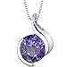 Peora Simulated Alexandrite Open Bezel Wave Solitaire Pendant Necklace for Women 925 Sterling Silver, Color Changing 2.55 Carats Round Shape 8mm, with 18 inch Chain