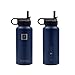 Iron Flask - 32 Oz, 3 Lids, Vacuum Insulated Stainless Steel Water Bottle, Hot & Cold, Wide Mouth, Nalgene, Double Walled, Hydro Canteen Powder Coated, Blue