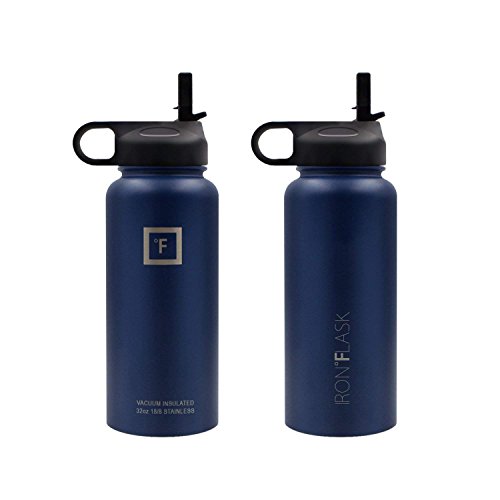 Iron Flask Sports Water Bottle 32 Oz, 40 Oz, or 64 Oz, 3 Lids