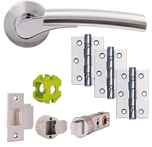 Jigtech JTB71065 Ultro Door Pack-Latch-Polished Satin Chrome, 57mm