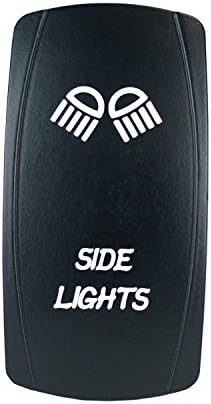 QUNQI STAR 5 pin Laser Backlit Rocker Switch SIDE LIGHTS 20A 12V On/off LED Light Toggle Switch (White)