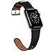 COVERY Compatible with Apple Watch Band 42mm, Genuine Leather Replacement Strap with Stainless Metal Buckle Compatible Apple Watch Series 3, Series 2, Series 1, Sport Edition - Black