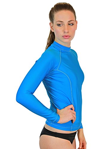 Rash Guard Women Long Sleeve - Womens Swim Shirt - MADE IN USA - ON SALE TODAY - Goddess Rash Guards Are The Ultimate Athletic Compression Shirt. Perfect for Workouts, Crossfit, Swimming, Surfing, Biking and Even Running. Some Goddess's Use Them As Swimsuit or Bathing Suit Coverups. Great For Sun Protection at the Beach, Lake or Wherever You Decide to Be Working out or Relaxing in the Sun. Size's available include XS, Small, Medium, Large, XL. (Turquoise, Large)