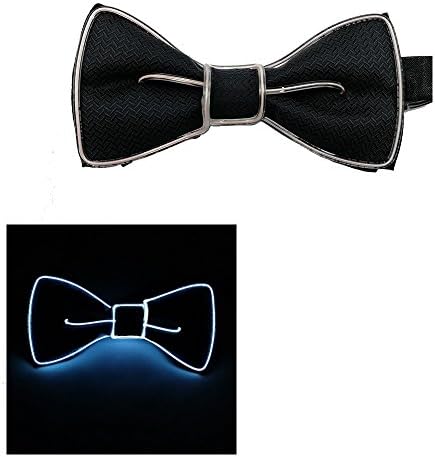 Light Up BowTie Costume Accessory LED Bow Tie Perfect for Halloween Party Christmas New Years Rave Party (White)