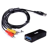 HDE 3 RCA to USB Audio/Video A/V Camcorder Adapter Cable for Mac / PC and USB 3.0 F/F Adapter Extender