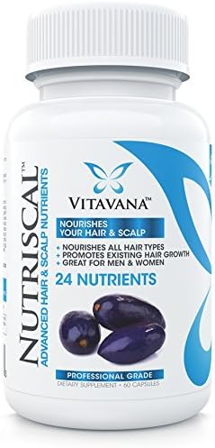 Nutriscal Hair Growth Vitamins :: 24 Powerful Nutrients with Biotin, Folic Acid and Pygeum Africanum :: Promotes Existing Hair Growth and Supports Healthy, Vibrant Hair (1-Bottle)