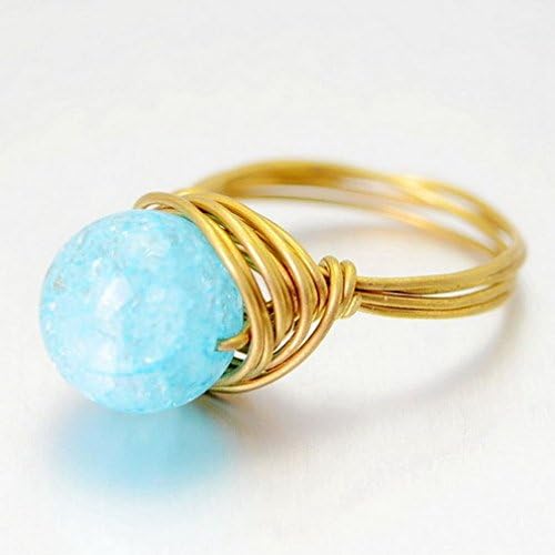 Jewelryfinds Gravel Natural Crystal Color Sky Blue Jelly Crystal Ring