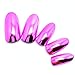 MISUD Metallic Fake Nails Gorgeous Mirror Reflection 24 Pcs Full Cover False Nails Press on Nails with Chrome Long Salon Design(Pink)