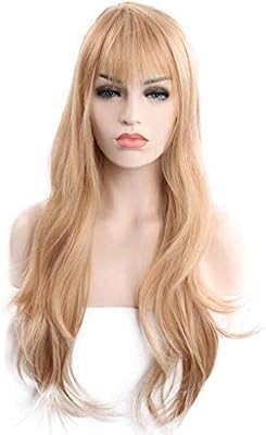 Blonde Wig Light Bangs Natural Wave Long Curly Wigs Women S Hair