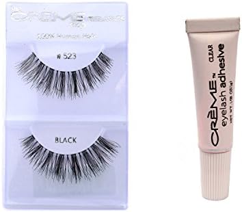 12 Pairs Crème 100% Human Hair Natural False Eyelash Extensions Black #523 Dark Long Thick Lashes