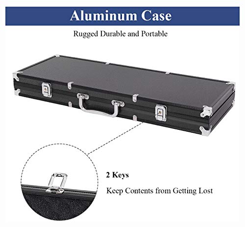Poker Chip Carrier & Tray, Texas Holdem Cards with 500 Jetton and Dice in Aluminum Case, Silver - Thumbnail 4