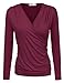 Doublju Womens Sexy Long Sleeve Surplice Top With Shirring Sides