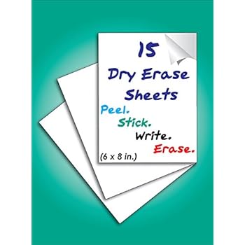 Everase Re-Stic Dry Erase Self-Adhesive Peel & Stick Sheets, (6 x 8 in, 15 Sheets) | Premium Quality Removable Whiteboard Decal/Sticker | Walls, Doors, Desks, Refrigerators