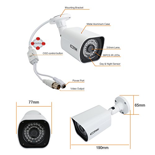 EWETON 1080P Bullet Security Camera, HD Hybrid 4in1 TVI/CVI/AHD/960H