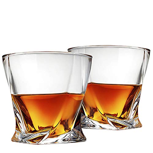Almagic Whiskey Glass Set of 2 Lead Free Crystal Old Fashioned Glass 10oz for Scotch or Bourbon Gift Boxed (Free 9 Granite Chilling Whiskey Stones + Velvet Bag) - Thumbnail 3