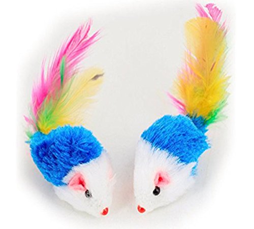 Dshengoo 10 PCS Colorful Fur Pet Cat Toys Mice Funny Rattle Artificial Mouse,Cat Catcher for Feather Tails,Soft and Durable for Cat or Pet - Thumbnail 2