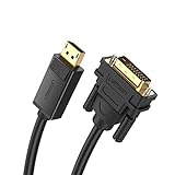 UGREEN DP to DVI Cable Male to Male DisplayPort to DVI-D 24+1 Adapter Video Cable Support 1080P Full HD with Gold-Plated for DisplayPort Enabled Desktops Laptops to Connect to DVI Screen 6FT