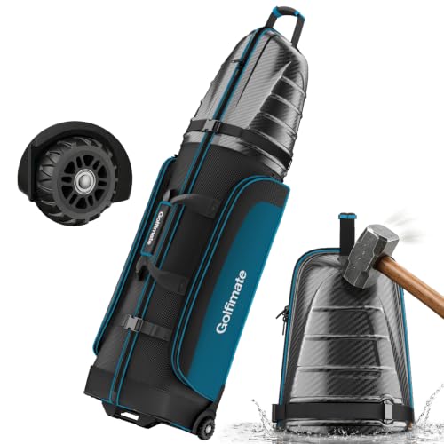 Golf Reisetasche mit Rädern, Golftasche Kohlefaser für Reisen, Golfbag Blau