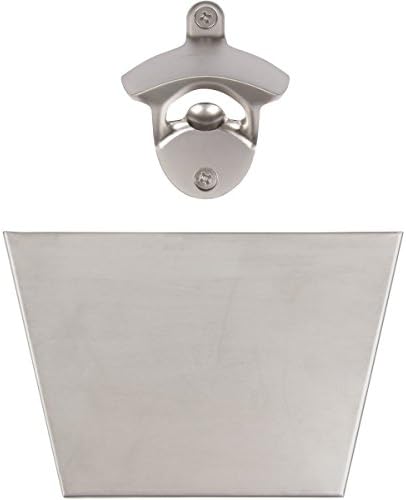 Wall Mounted Bottle Opener and Cap Catcher by SteelBear. Bottle Opener with Stainless Steel Cap Catcher and Mounting Screws