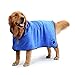 BONAWEN Dog Bathrobe Soft Super Absorbent Luxuriously 100% Microfiber Dog Drying Towel Robe with Hood/Belt for Extra Large,Large,Medium,Small Dogs (Blue,2XL)