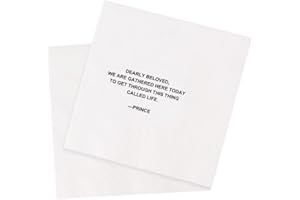 VOWFOO Funny Cocktail Napkins 100Pcs Early Beloved We Are Gathered Here Today To Get Through This Thing Called Life Paper Party Napkins for Wedding Anniversary Graduation 5 x 5 Two-ply (Prince)