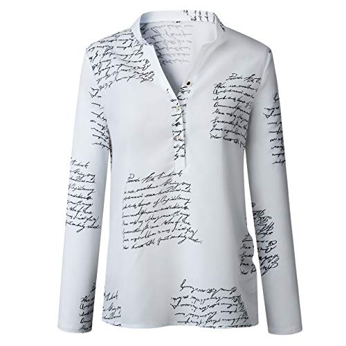 Yieune-Damen-Bluse-Langarm-V-Ausschnitt-Elegant-Blumen-Hemd-Casual-Oberteile-Tops