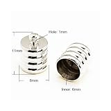 Pack Of 20 x Platinum Plated Brass 8mm Kumihimo Ribbed End Caps - (HA03245) - Charming Beads