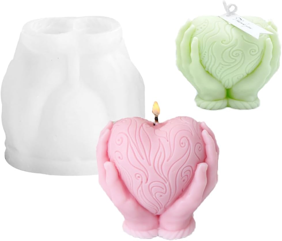 LdawyDE 3D Heart Candle Moulds Silicone - DIY Soap Molds for Crafts