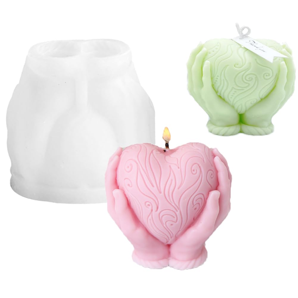 LdawyDE Candle Moulds, 3D Heart Candle Mould Soap Molds, DIY Casting Craft Epoxy Resin Moulds Silicone, Perfect for Home Decoration, Weddings and Valentine's Day Mother's Day Gifts