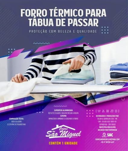 Capa para Tábua de Passar Roupa com Forro Térmico e Espuma, Proteção para Tábua de Passar.(TAMANHO G)