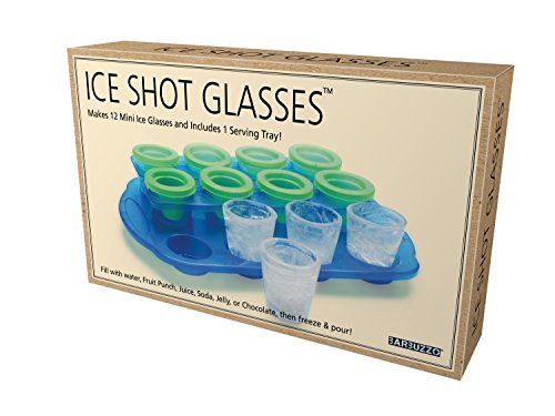 Ice Shots - Set of 12 Ice Mold Shot Glasses With Serving Tray - Just Freeze Pour and Serve Up Your Ice Cold Shots