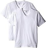 Kenneth Cole New York Men's Superfine Cotton V-Neck T-Shirt, White, Medium (Pack of 2)
