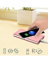 Bonai   Cargador inalámbrico para iPhone X (batería externa de 13800 mAh, 2 en 1 para iPhone X, iPhone 8 7 Plus, Samsung Galaxy S9 S8 Note 8), Rose gold