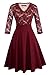 HOMEYEE Women's Chic V-Neck Lace Patchwork Flare Party Dress A062 (12, Wine)