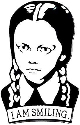 Wednesday Addams I AM Smiling Girl Enamel Pins Comics Brooch Collar Pin Jacket Coat Clothing Decor