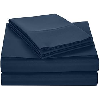 AmazonBasics Light-Weight Microfiber Sheet Set - King, Navy Blue