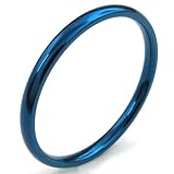 KONOV Jewelry Mens Womens Stainless Steel Ring, 2mm, Comfort Fit Band, Blue