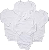 4-Pack Long Sleeve Bodysuits – White