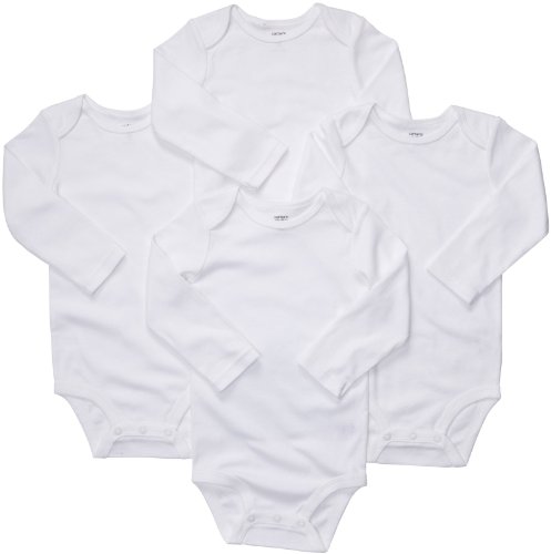 Set of Four Long Sleeve White Onesies
