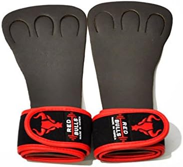Red Bulls 3 Weight Lifting Gloves, Fitness Gym Grip Glove with Wrist Wrap Strap for Workout, Powerlifting, Pull ups, Cross Training Sports - Suits Men & Women