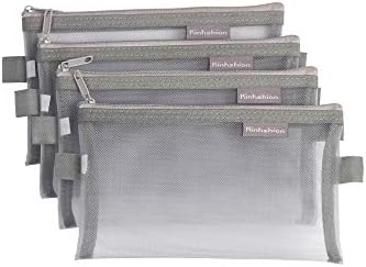 Zipper Pouch, 4 PCS, Mesh Zipper Bags 