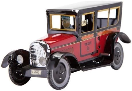 Paya Taxi Tin Toy Red Classic 1929, Metal Car Winds Up, Tin Toy Collection