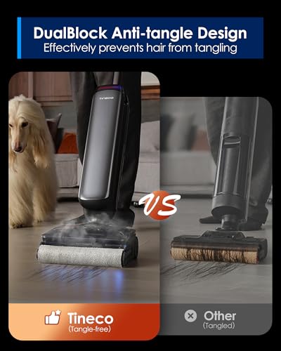 Tineco Floor One S9 Artist Steam Wet Dry Vacuum Cleaner, High-Temp Steam Cleaning, 22kPa Suction, 360° SmoothDrive, Anti-Tangle Design, 185°F Flashdry, Long Runtime, 180° Lay-Flat
