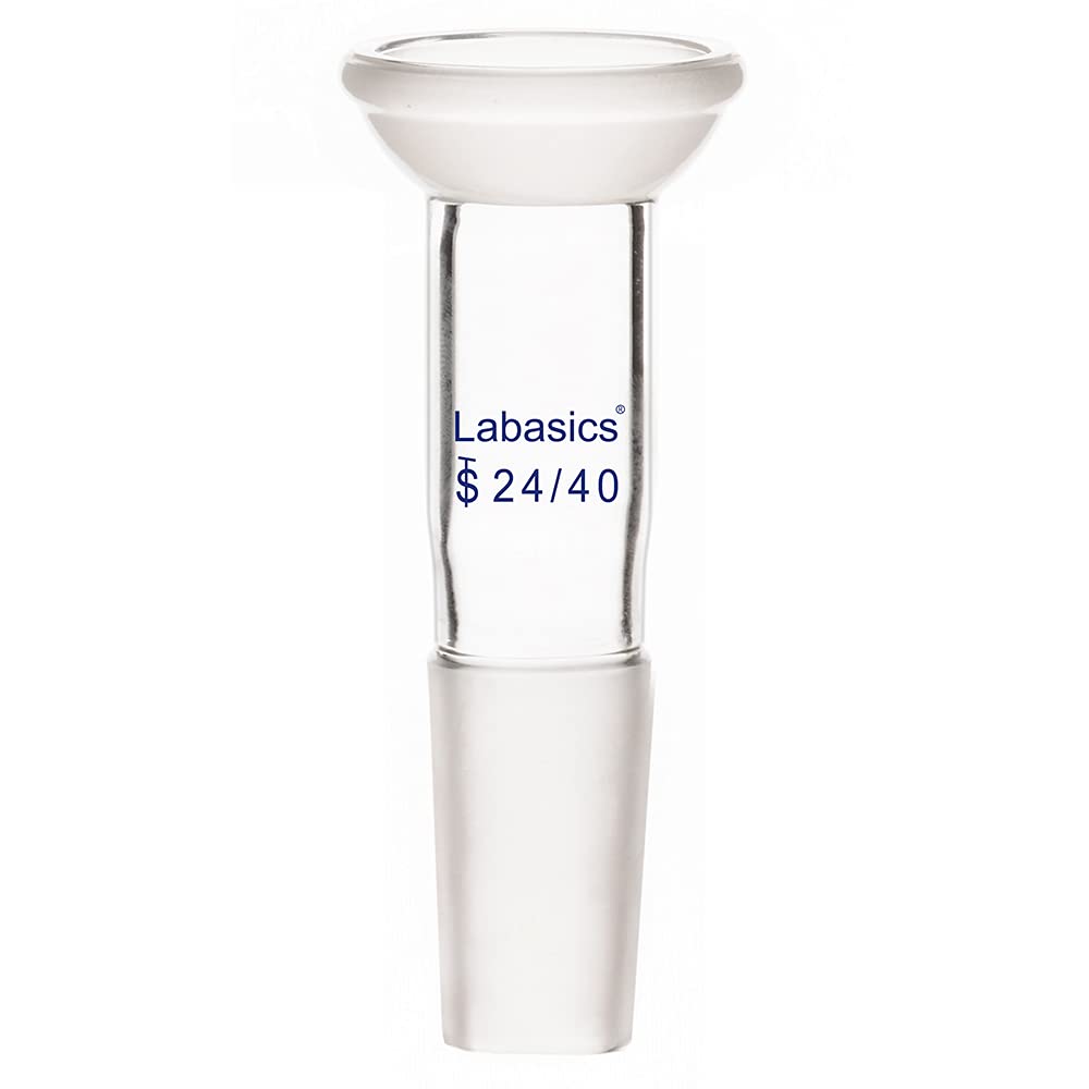 Labasics Glass Adapter with Ball Socket, Borosilicate Glass Connecting Adapter with 35/20 Top Spherical Joint and 24/40 Bottom Inner Joint for Laboratory Lab Supply