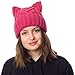Pussy Cat Hat Women`s March-Cat Beanie Pink-Winter Hat for Women Lined with Fleece (Hot Pink) (Hot Pink)